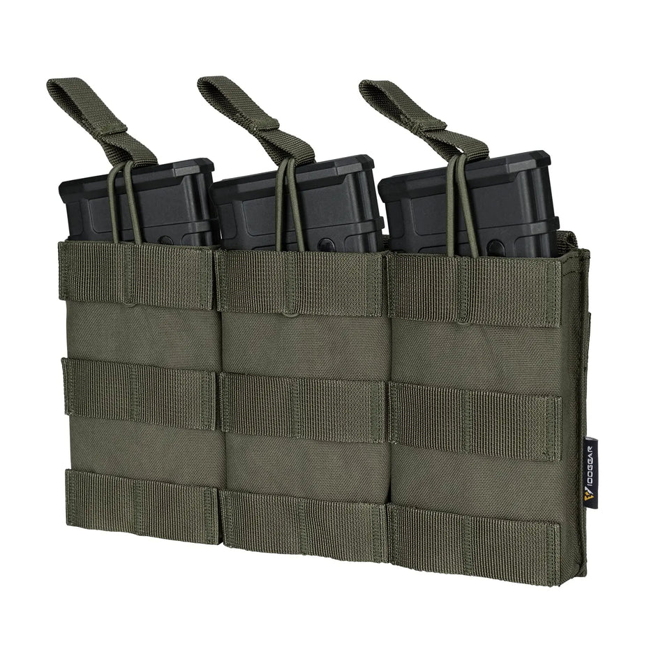Funda Triple Abierta para Cargadores para AR-15, Transportador MOLLE de Nylon 600D