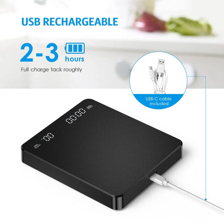 Digital Coffee Scale With Timer &ndash; Rechargeable 3kg 0.1g