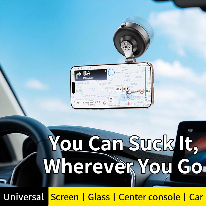 CrownQu Electric Vacuum Suction Cup Car Phone Holder &ndash; 360 Degree Rotatable Design