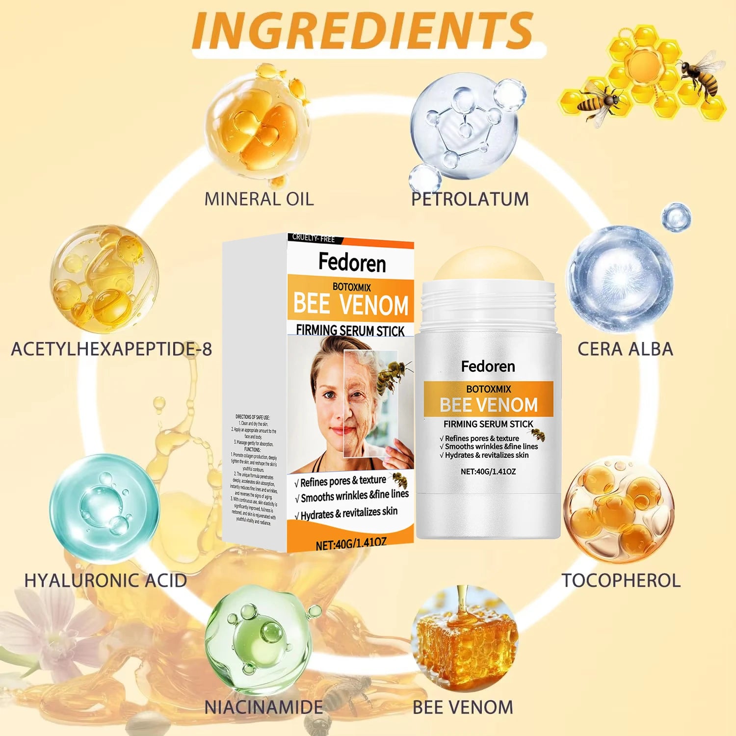 Bee Venom Firming Cream Stick &ndash; Powerful Anti-Aging Serum