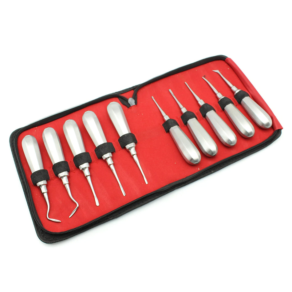 10pcs Dental Elevator Set &ndash; Stainless Steel Curved Root Lift