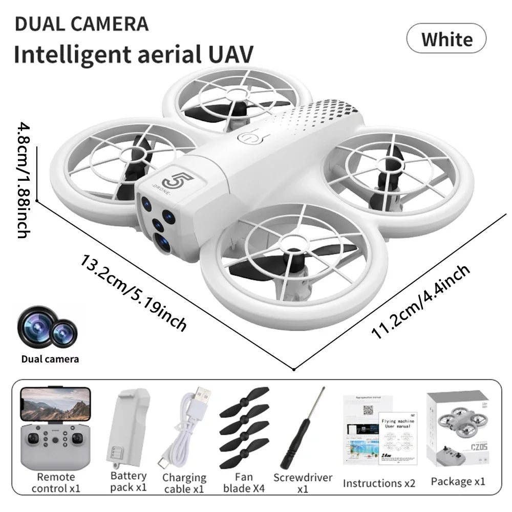 Mini RC Drone CZ05 - 4K HD Camera and Optical Flow With Camera White
