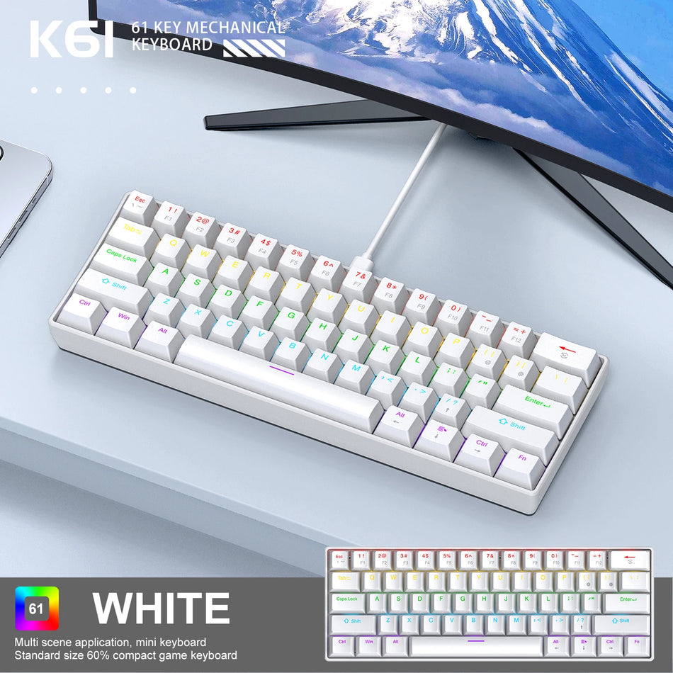 APAYADO K61 Mini Keyboard Wired &ndash; Phantom RGB Lighting White / Red Switch