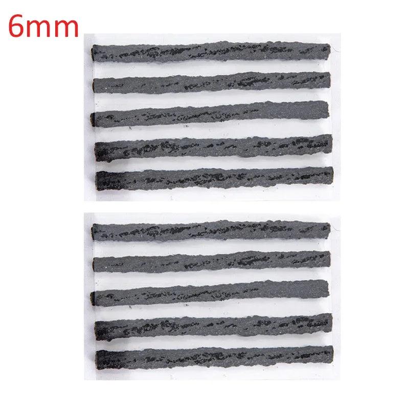 Tubeless Tire Repair Strips - Quick and Easy Puncture Fix for Cars, Motorcycles, and Bikes 10PCS black 6mm