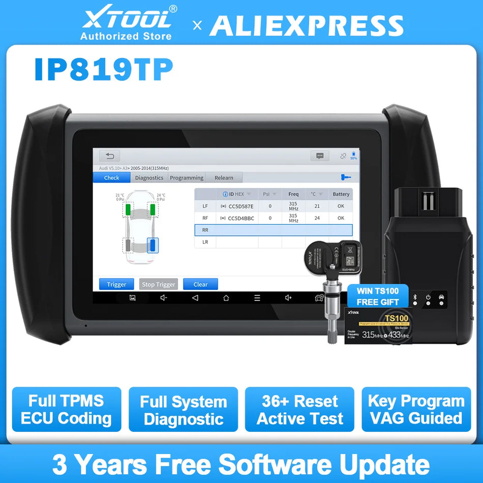 Outil de programmation TPMS IP819TP par XTOOL avec vérification de l'état du système et réapprentissage