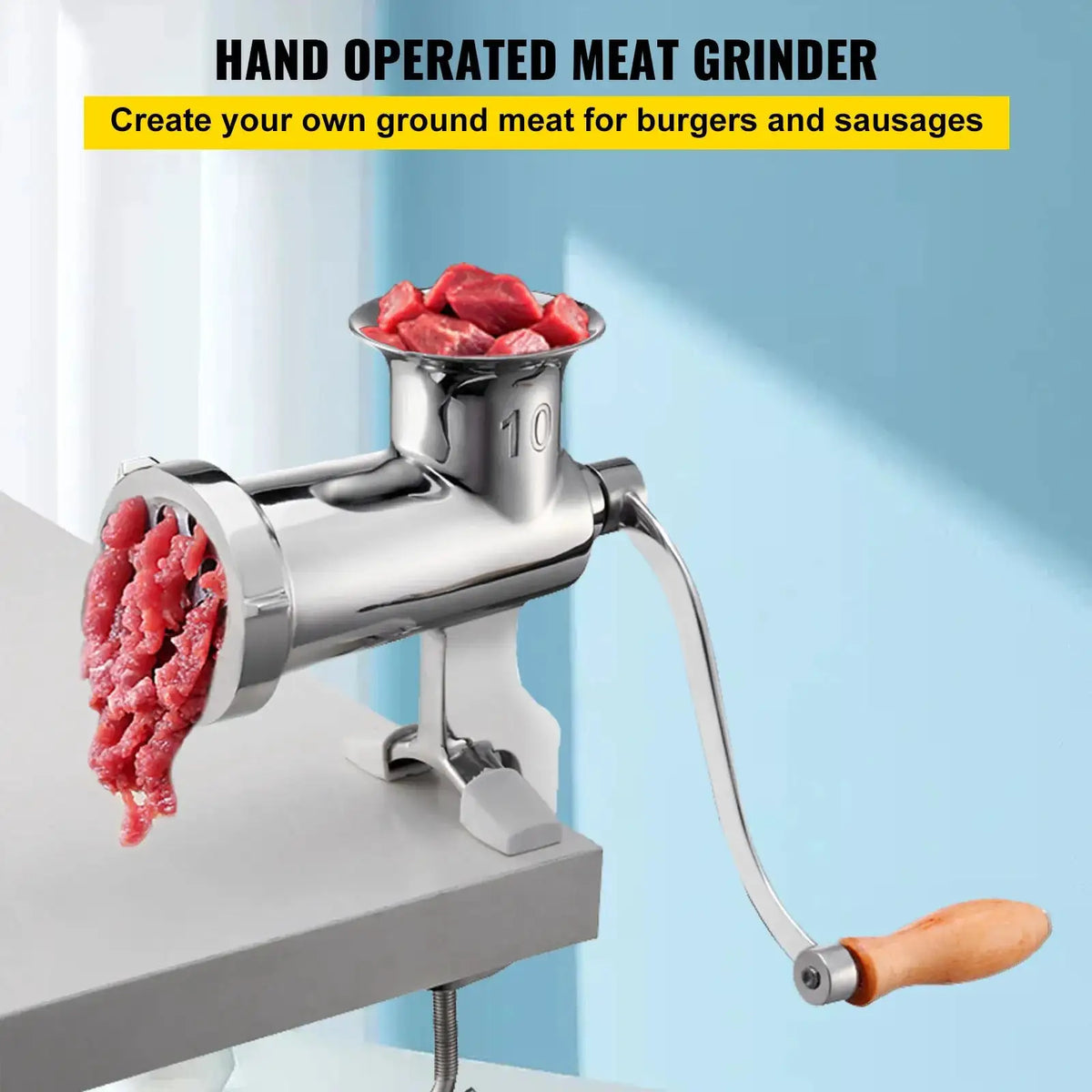 304 Stainless Steel Manual Meat Grinder With Clamp