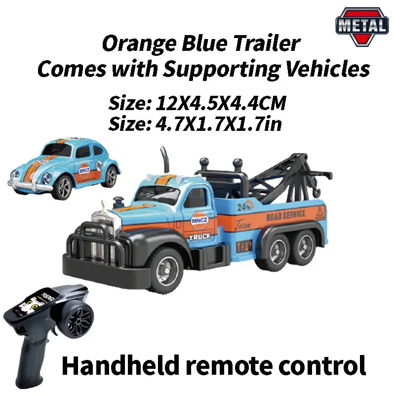 RC Car Pickup Rescue Truck 1/64 &ndash; App Controlled Remote Fun orange blue