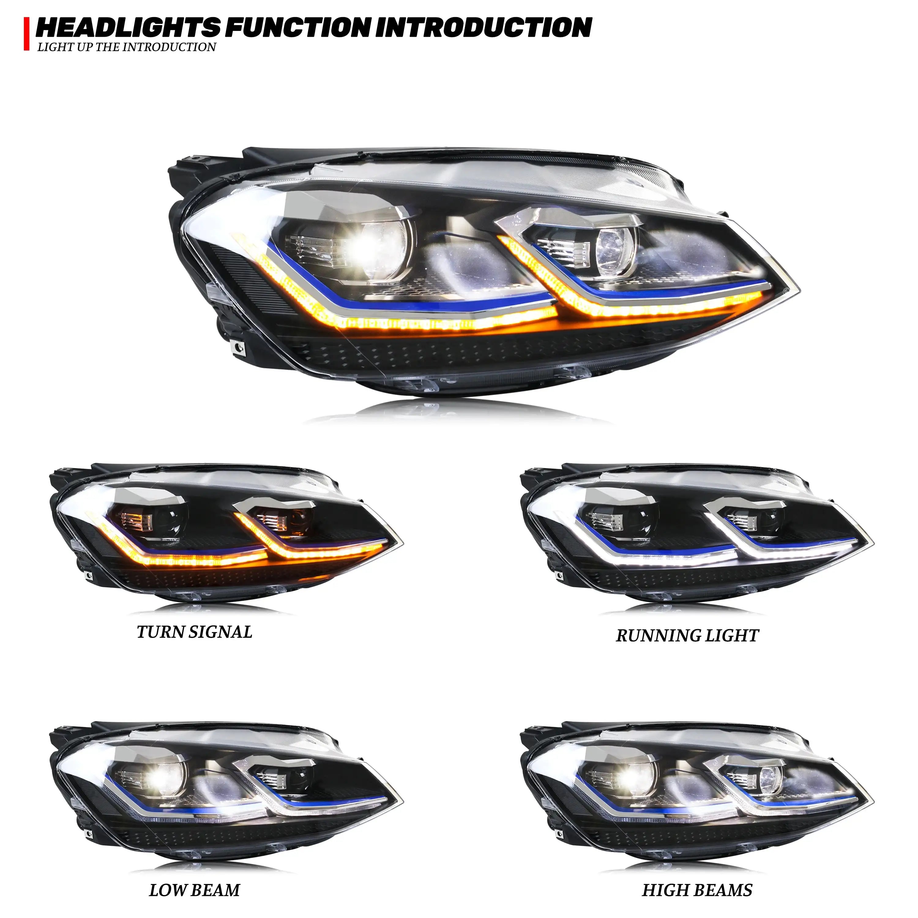 TD-0197D-LX Golf 7 LED Headlights &ndash; Sequential Signal
