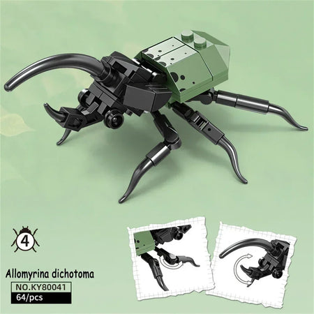 Rhinoceros Beetle Colorful 3D Model Blocks Toy &ndash; Easy Build Allomyrina dichotoma / with-box