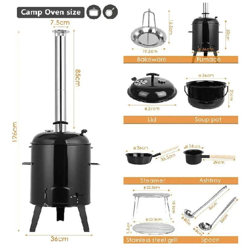 Kettle à goulash hongrois de 21 L avec couvercle grill pour goulash