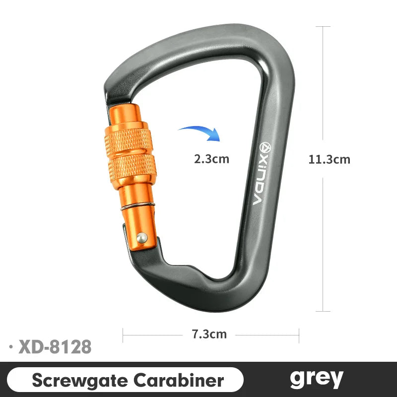 Xinda Outdoor Carabiner For Rock Climbing &ndash; 30kN Load Screw Gray