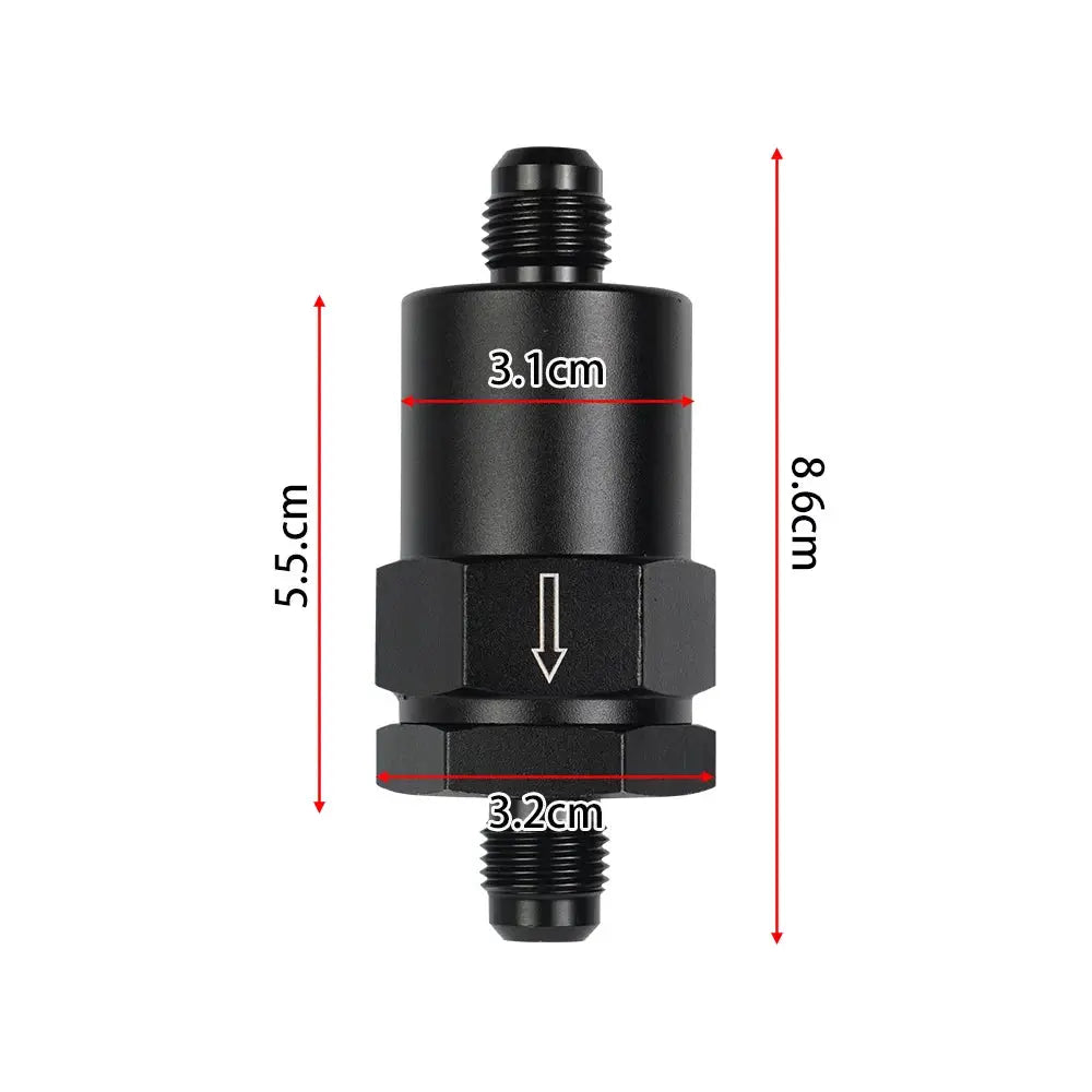 Aluminum 6AN Black Billet Inline Fuel Filter 30 Micron by InterCyprus Trading Ltd