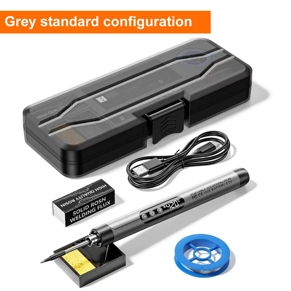 Portable Soldering Iron Kit &ndash; Digital Display Adjustable Temperature Grey