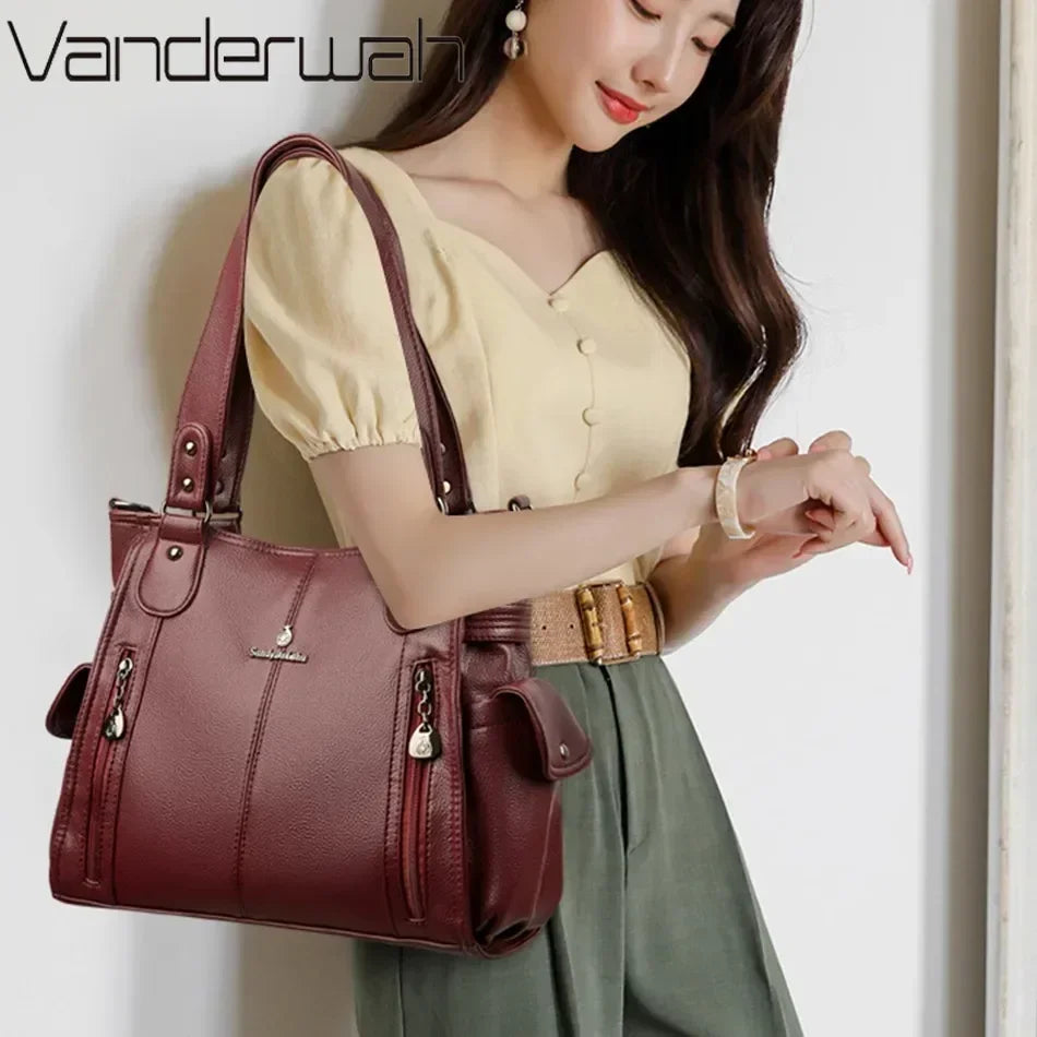 Borsa a Spalla in Morbida Pelle, Lusso Tracolla a Tracolla Donna, Borsa da Designer con Lavorazione Squisita, Pelle di Alta Qualità