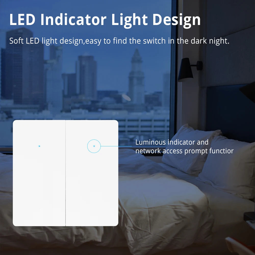 Zemismart Zigbee No Neutral Light Switch with Voice Control &ndash; 1/2/3 Gang