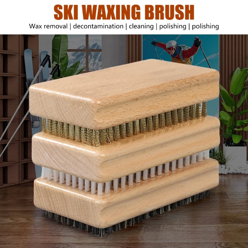 Brass Nylon Horsehair Ski Waxing Brush Handle &ndash; Easy to Use