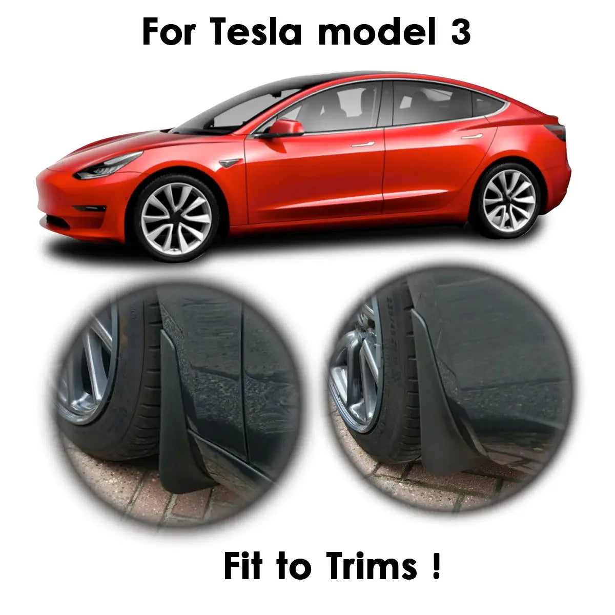 For Tesla Model 3 2016 2017 2018 2019 2020 2021 Mud Flap Splash Guards Mudguards Front Rear Fender Protector Racing Car Mudflaps by InterCyprus Trading Ltd