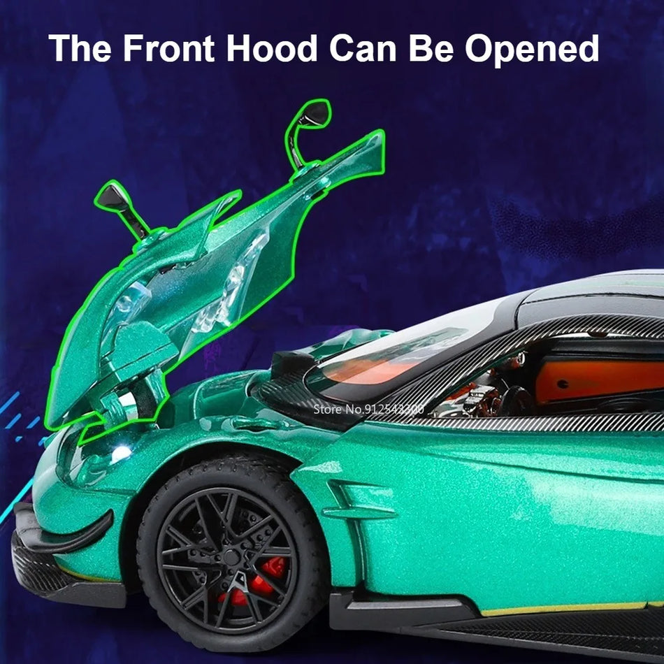 Mașină de model din metal turnat cu sunet și lumini pentru Pagani Huayra BC