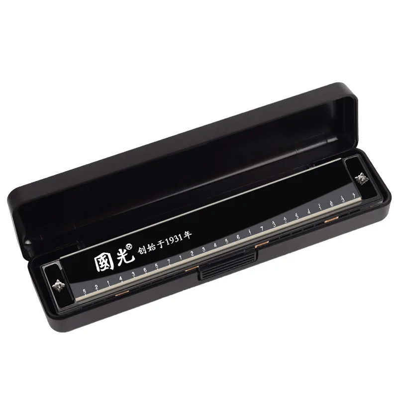 Guoguang Tremolo 24 Hole Harmonica Key C &ndash; With Case black