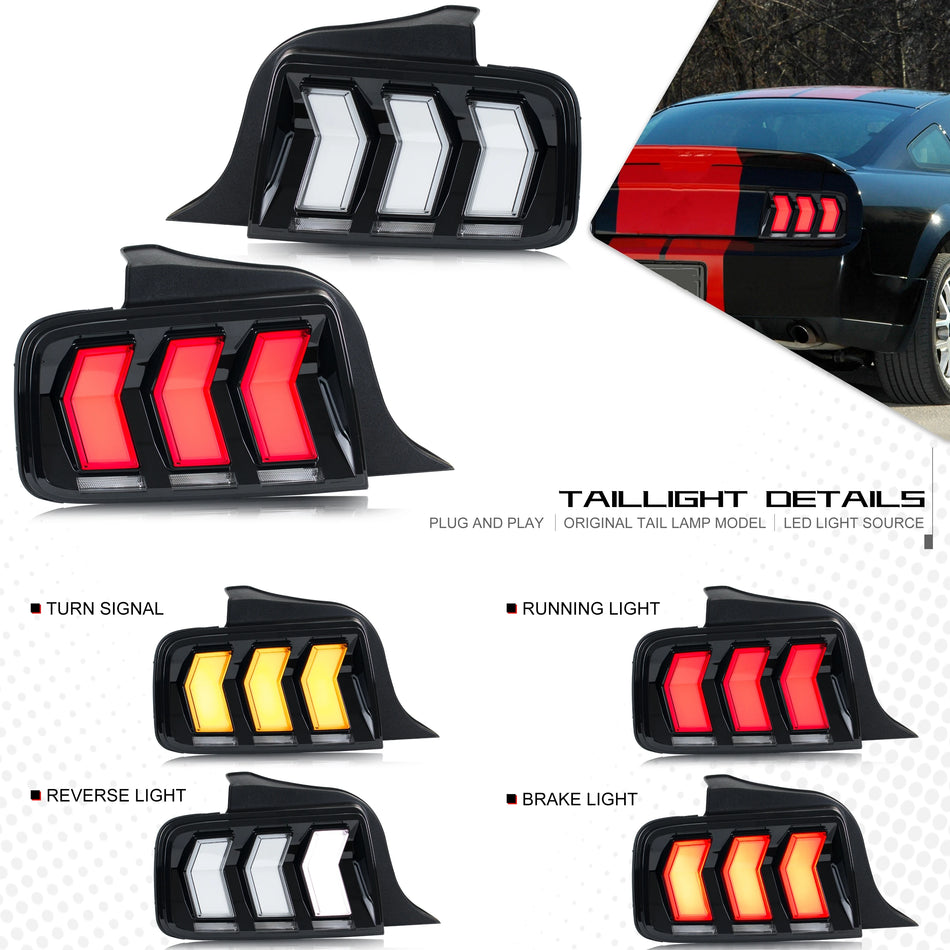 Ford Mustang 2005-2009 GT Shelby LED Tail Lights with Dynamic Start Up Animation