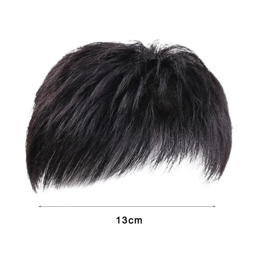 Men's Short Straight Hairpiece with Bangs for Gray Hair Coverage