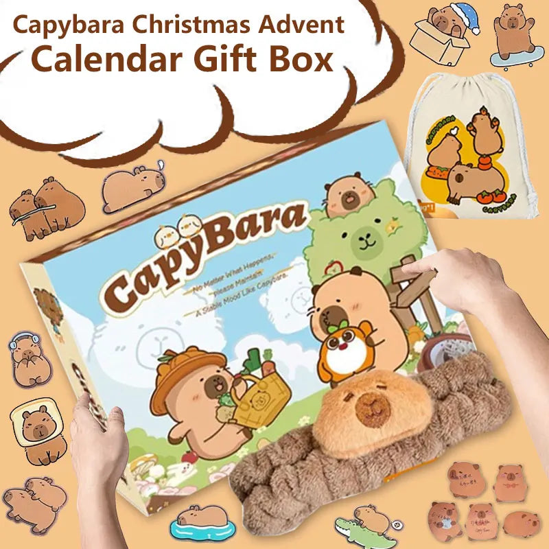 Капибара адвент календар 31 части, карикатурен коледен подарък за отброяване, изработен от пластмаса