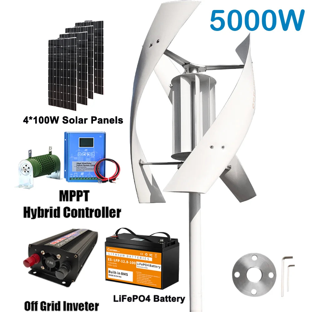 5KW Vertical Axis Maglev Wind Turbine with Charge Controller for Home Energy With battery System / 5000W / CHINA | 24V