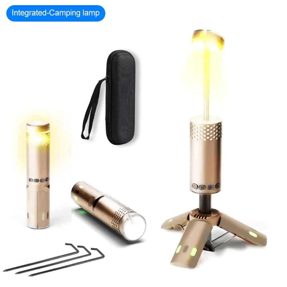 Upgraded Camping LED Telescopic Flashlight &ndash; Versatile Portable Lantern 10000Mah Khaki