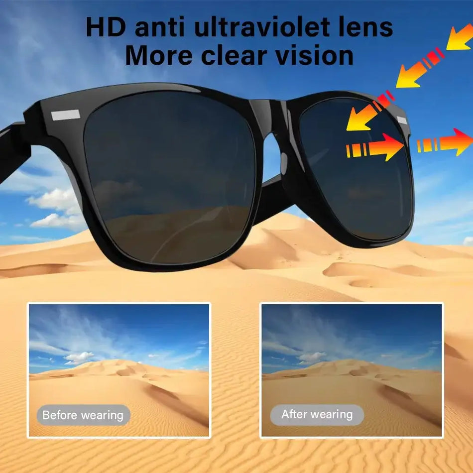 LAXASFIT Smart Anti Blue Light Sunglasses Bluetooth Camera