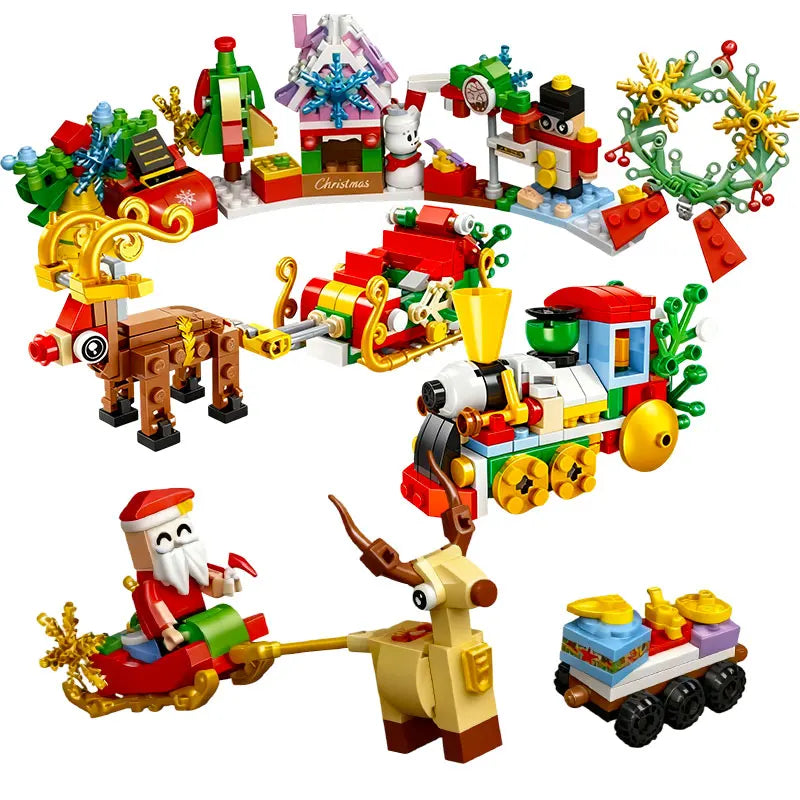 Christmas Advent Calendar Boxes With DIY Building Blocks, 24 Day Countdown, Tree Santa Deer, Made Of Plastic