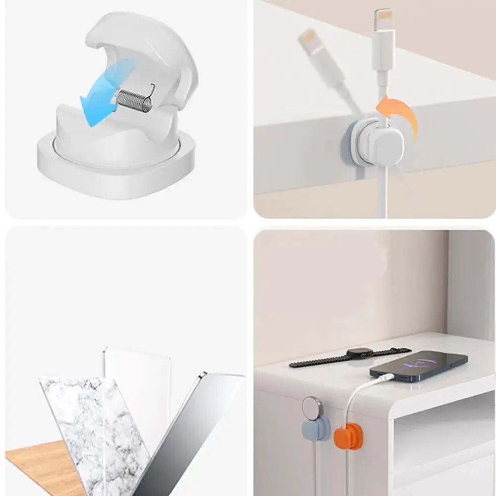 6-Piece Household Cable Clamp Kit with Rotatable Base and Anti-Slip Design, Suitable for Home and Car Work Desk with Mobile by InterCyprus Trading Ltd