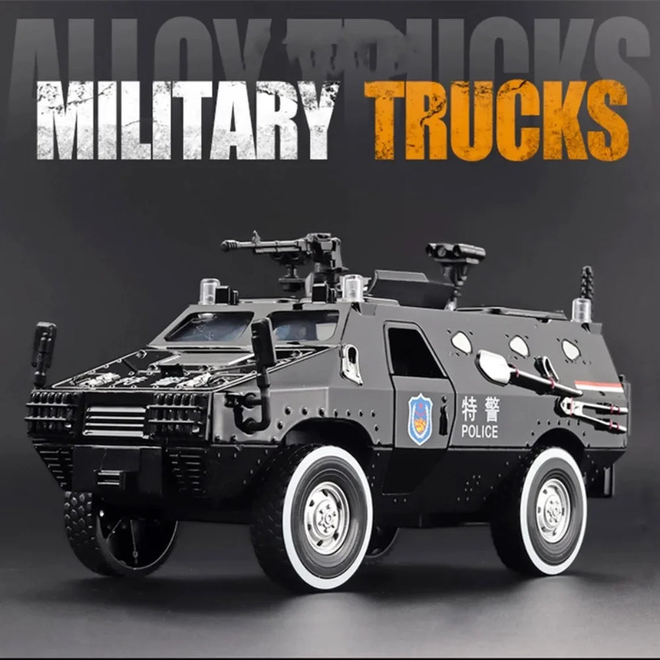 Jucărie din aliaj diecast de mașină blindată Riot la scară 1:24 pentru MINI AUTO