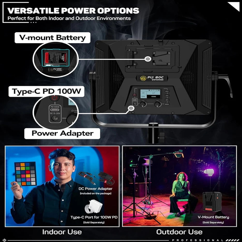 IFOOTAGE PL1 80C RGBW LED Video Light &ndash; 7200 Lux At 1m