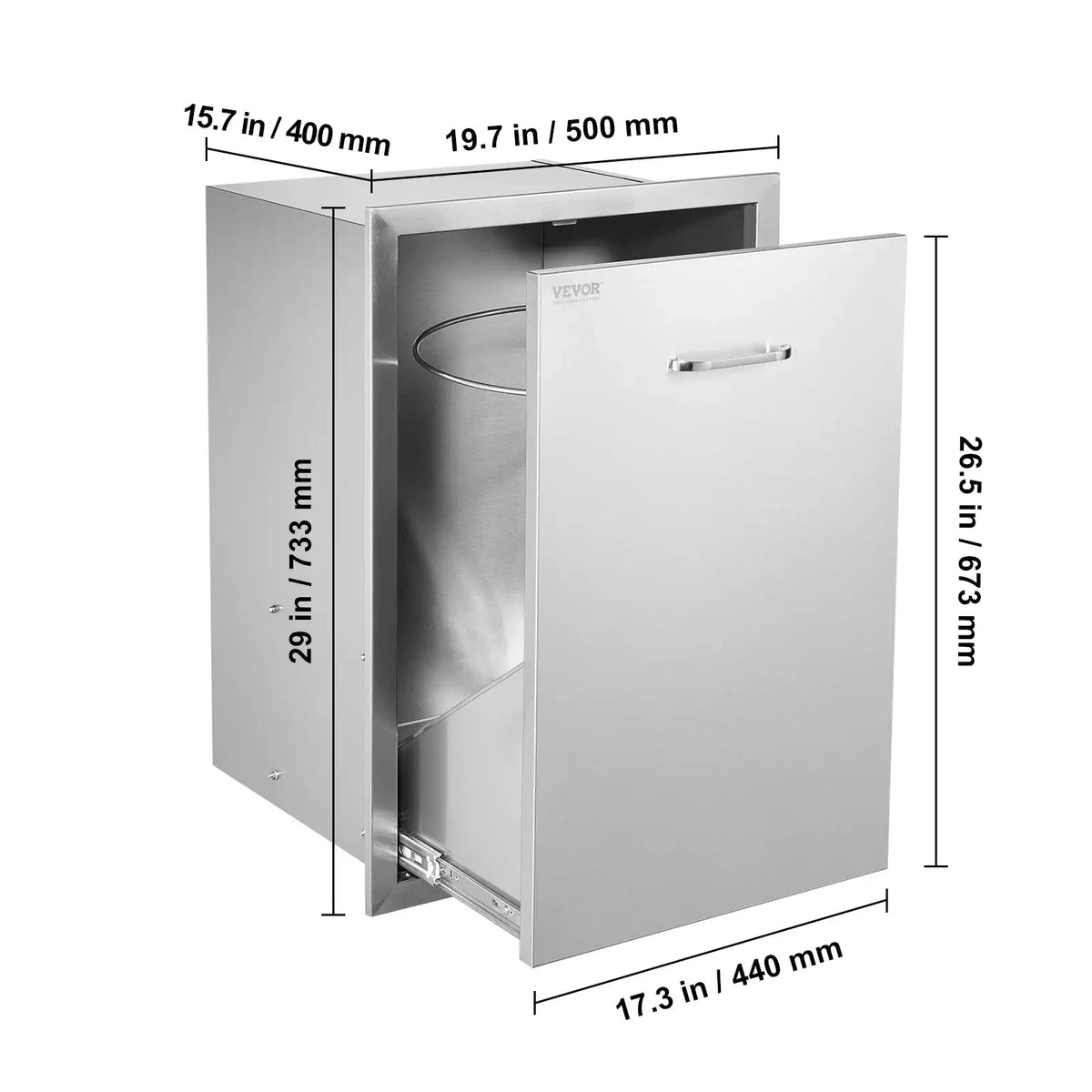Stainless Steel Pull Out Trash Drawer For Propane Tank Type A / UNITED KINGDOM