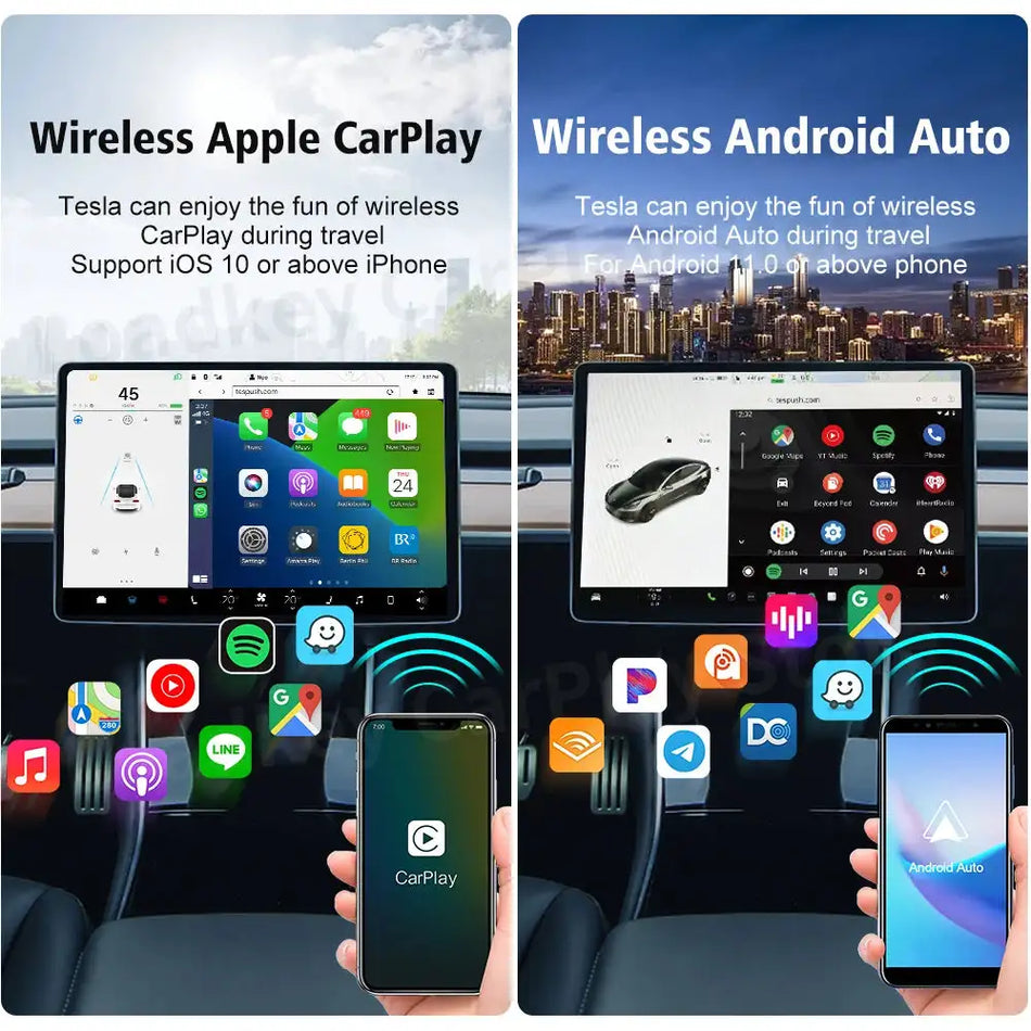 CarlinKit Wireless CarPlay Android Auto For Tesla Siri Waze