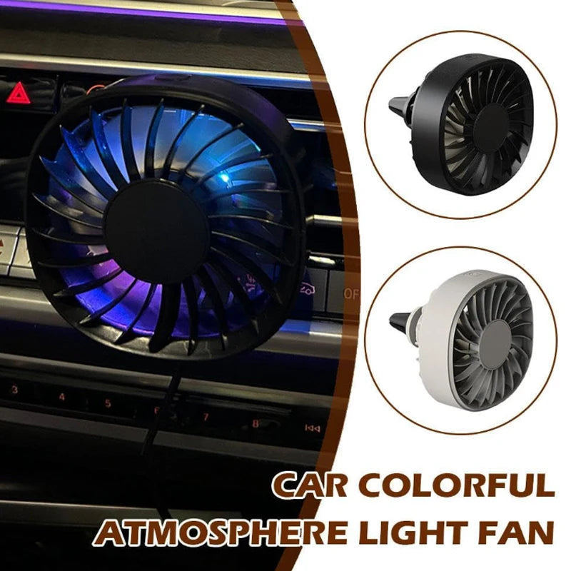 Ventilator USB pentru grila de ventilație auto, cu flux de aer puternic și lumini LED pentru răcire rapidă