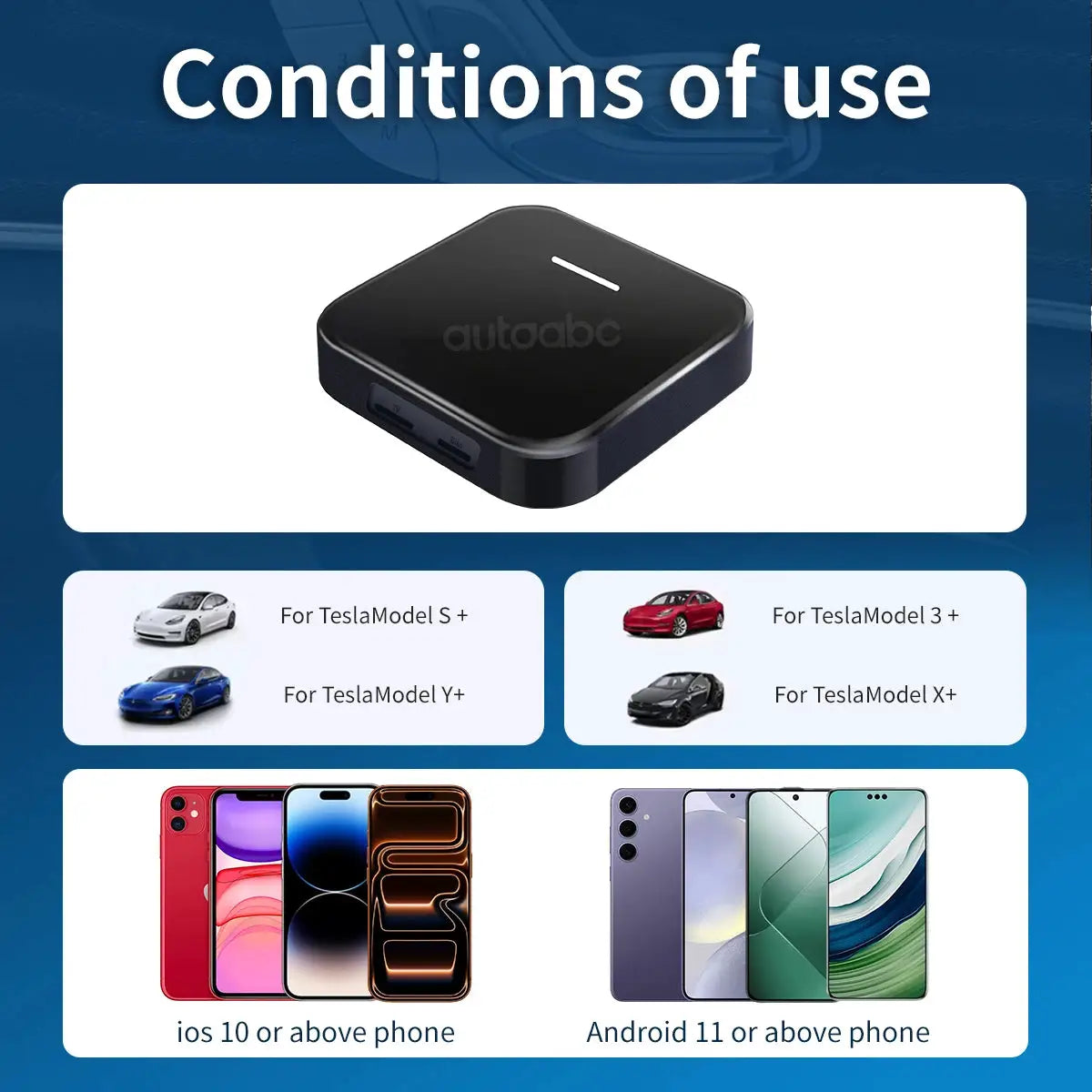 AUTOABC Wireless Browser Android Smart Ai Box Adapter For Tesla Model 3 Y X S Dual Wifi/Bluetooth Android 13 Multimedia by InterCyprus Trading Ltd