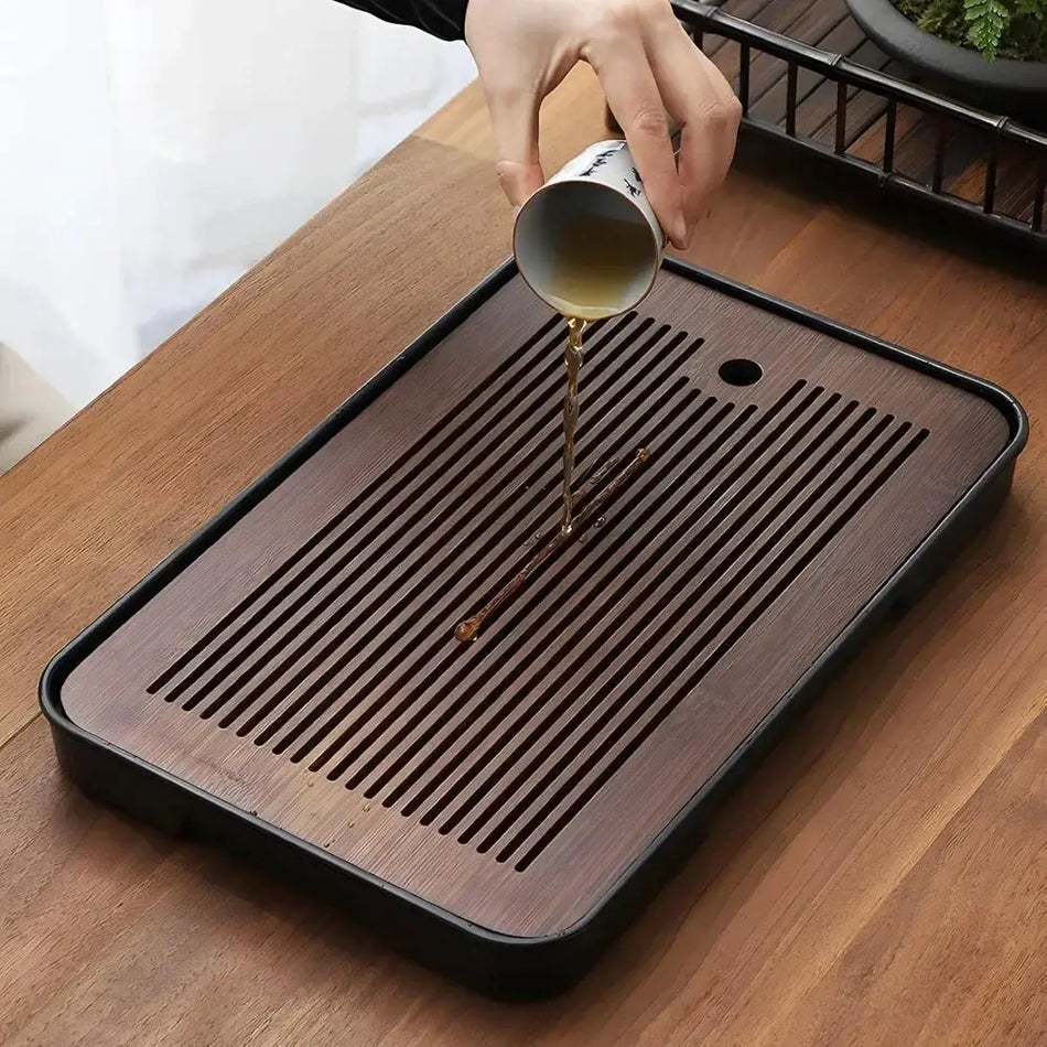 1 Piece Bamboo Tea Table Household Portable Detachable Kung Fu Bamboo Tea Tray Drain Tray Storage Dry Wet Dual Use Easy To Clean by InterCyprus Trading Ltd