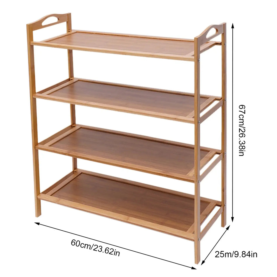 Bamboo 4-Tier Shoe Rack &ndash; Large Capacity Open Design