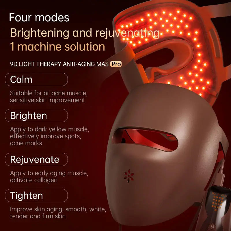Rote Lichttherapie LED-Gesichtsmaske mit 4 Farben, Silikon-Hautverjüngung