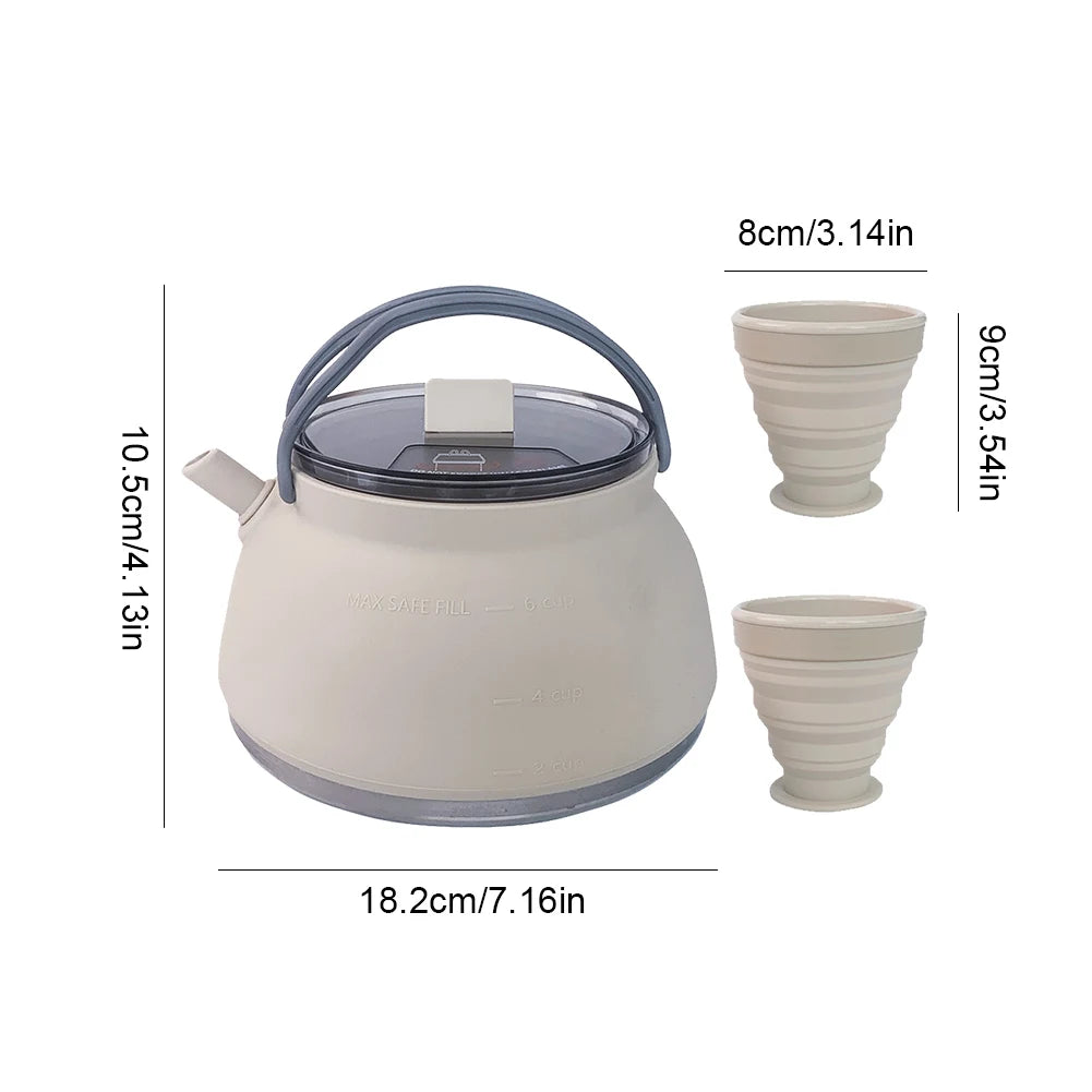 1.5L Outdoor Folding Silicone Kettle - Portable &amp; Collapsible for Travel