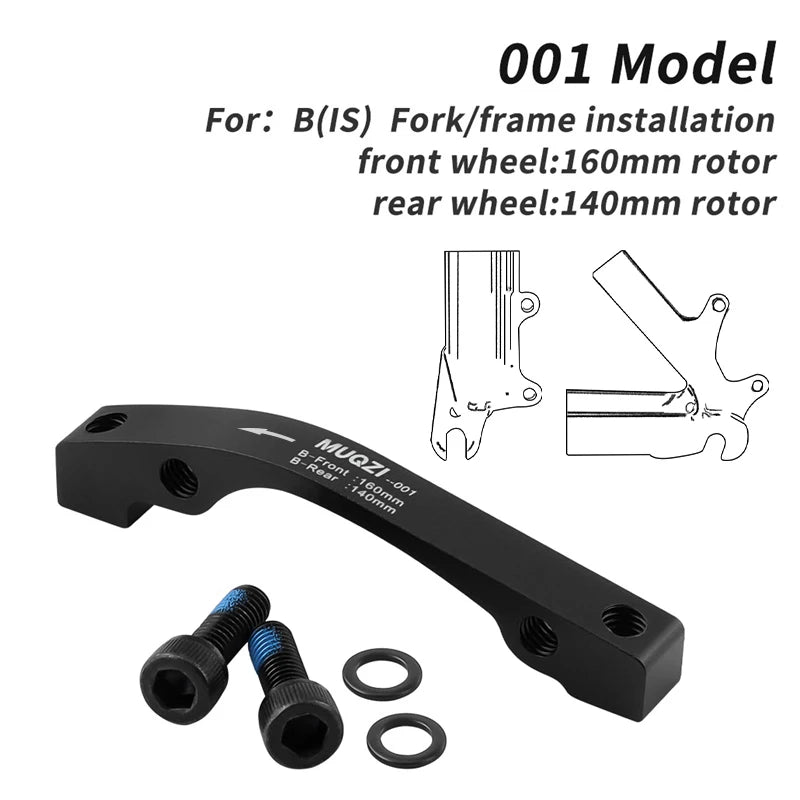 MUQZI Disc Brake Caliper Mount Adapter &ndash; Versatile Compatibility With Multiple Rotor Sizes 001 160-140 Black