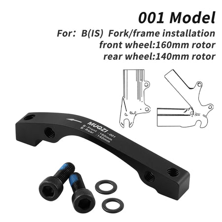 MUQZI Disc Brake Caliper Mount Adapter &ndash; Versatile Compatibility With Multiple Rotor Sizes 001 160-140 Black