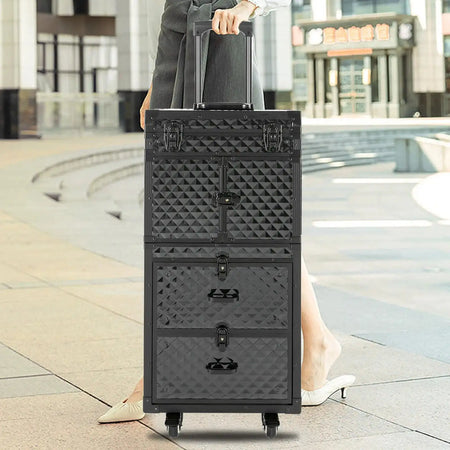 4-Tier Rolling Makeup Trolley &ndash; Lockable, 33 Lb Capacity