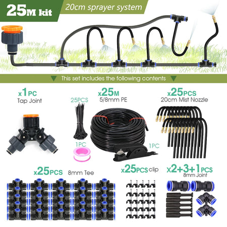 Universal Misting Sprayer Kit for Garden Irrigation and Cooling B-25M kit