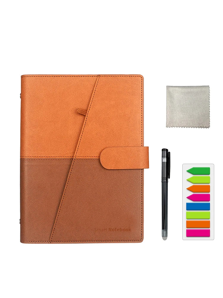 Reusable Notebook with Cloud Storage - Erasable, Waterproof, Smart Diary in A4/A5/A6 PU-A5 Yellow