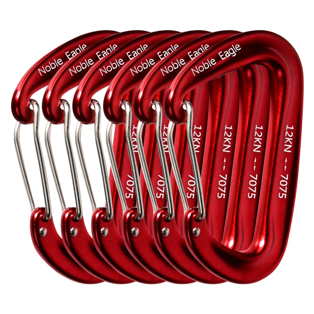 6Pcs 12kN Carabiners Set &ndash; Ultra Lightweight Outdoor Use Noble12KN 6PCS Red
