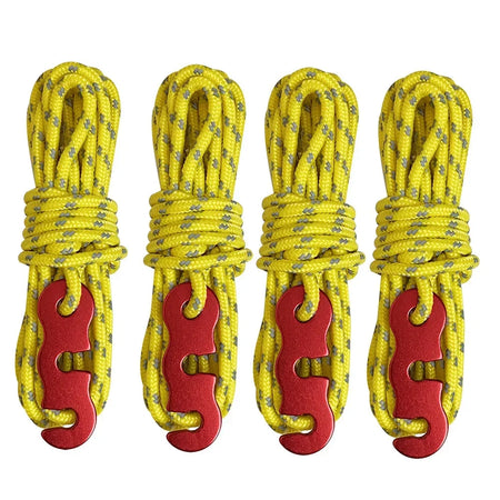 Reflective Outdoor Tent Ropes with Buckles - Durable, Multi-functional Safety Accessories yellow-4pcs-4m