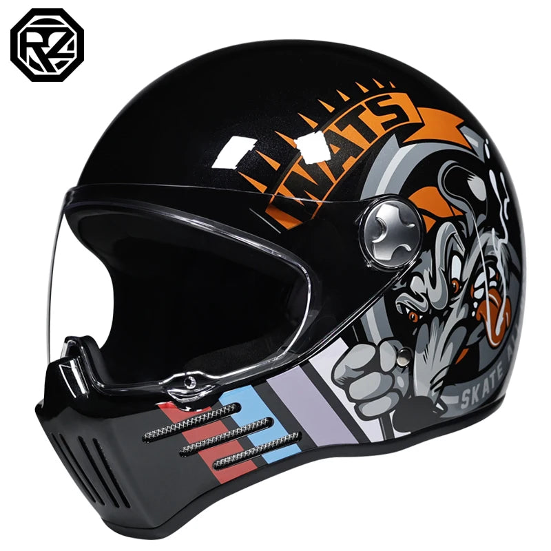 ORZ Full Face Modular Helmet Vintage Chopper &ndash; DOT Approved