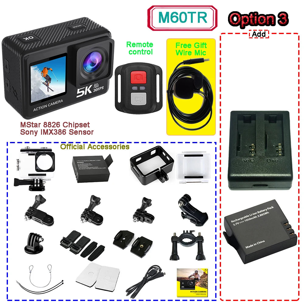 HUAFANT Action Camera &ndash; 5K Ultra-HD with Dual Screens M60TR Option 3